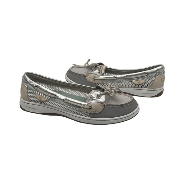 Sperry Topsider Silver Angelfish Boat Shoes Size 8.5 Women’s - Picture 1 of 8